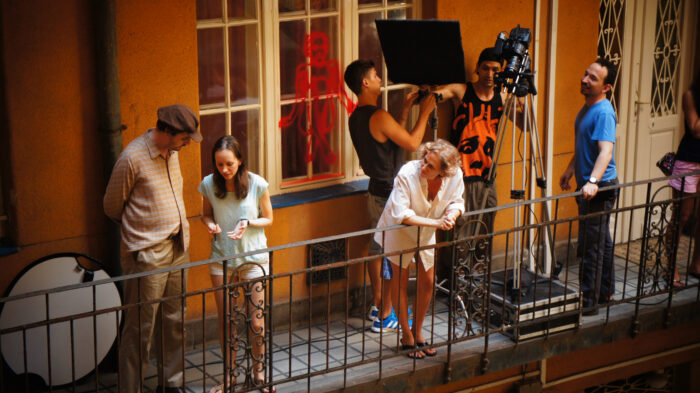 Andi Sinkovics directing the cast and crew of the A Lovely Life short film